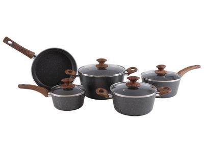 Jogo de Panelas Brinox de Alumínio Stone&Wood Cinza 5 Peças Optima