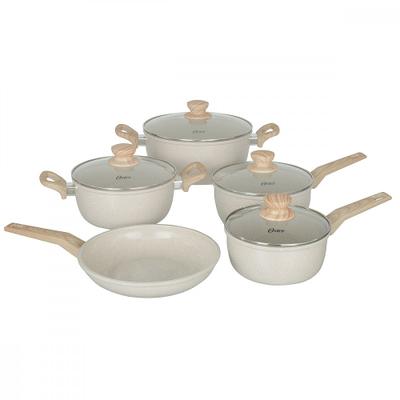 Jogo de Panelas Com 5 Peças Oster Marble Life Cerâmico Antiaderente - Cream
