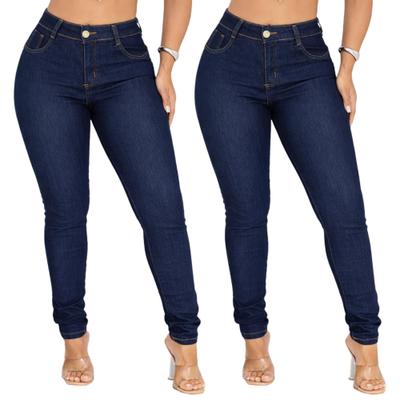Kit 2 Calças Jeans Feminina Skinny com Elastano Cintura Alta