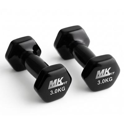 Kit 2 Halter 3 kg Sextavado Emborrachado MKFIT