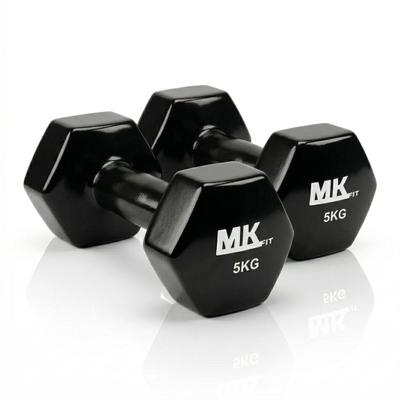 Kit 2 Halteres 5Kg Musculação Acabamento Emborrachado Sextavado