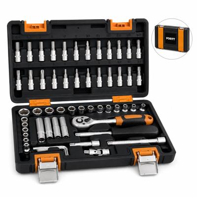 Kit Chave Catraca Fortt 57 Peças Com Maleta Aço CRV ¼ KJC001P
