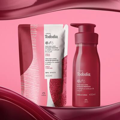 Kit Creme Desodorante Nutritivo para o Corpo Tododia Cereja e Avelã com Refil (2 produtos)