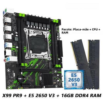 Kit De Placa Mãe Intel Xeon E5 2650 V3 CPU DDR4 16GB RAM LGA 2011-3 MACHINIST X99 PR9