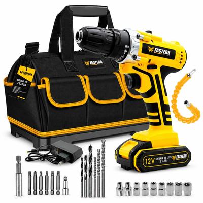Kit Parafusadeira Furadeira 12V Com 1 Bateria com Bolsa de Ferramentas