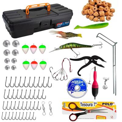 Kit Pesca Completo Maleta Iscas Anzol Chumbada