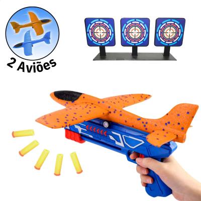 Lança Avião Brinquedo Pistola Planador Infantil Divertido Tiro ao Alvo