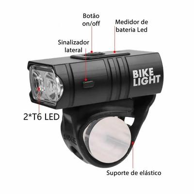 Lanterna Bike Recarregável Usb 800 Lm  BikeLight Display De Energia Prova D Água