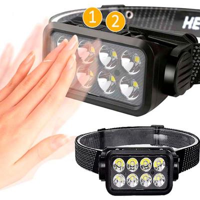 Lanterna de Cabeça Com Sensor Inteligente Farol Com 8 LEDs 3030 Recarregavel USB A prova dagua e 5 Modos