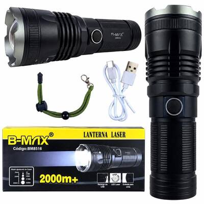 Lanterna Tática Laser Led Super Hiper Potente +2000 Metros de Distância Profissional Policial BM8516