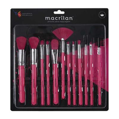 Macrilan EN001 Kit  12 Pincéis de Maquiagem Rosa Neon
