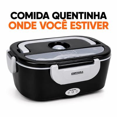 Marmiteira Elétrica Térmica 1,5L Bivolt Portátil com Divisórias e Colher Marmita Quentinha Startools