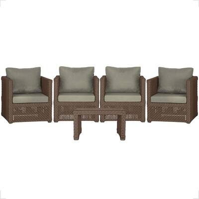 Mesa centro e 4 Poltronas Madri Corda Náutica Estofado 8 Trama Original