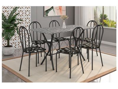 Mesa de Jantar 6 Cadeiras Retangular Preta 