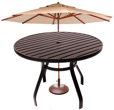 Mesa Sevilha Tampo Ripado de Alumínio 1,20m com Guarda Sol para Jardim e Piscina