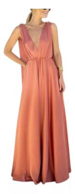 N0339-Vestido Longo Festa Evento Liso Madrinha Casamento