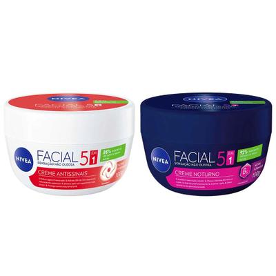 NIVEA Kit  Creme Hidratante Facial Antissinais 100g + Noturno 100g