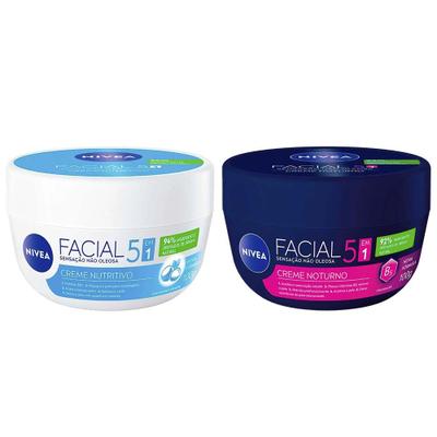 NIVEA Kit  Creme Hidratante Facial Nutritivo 100g + Noturno 100g