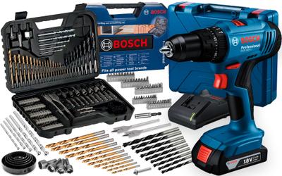 Parafusadeira E Furadeira De Impacto 18v Bosch Maleta Com Kit Brocas E Bits Profissional 103 Peças
