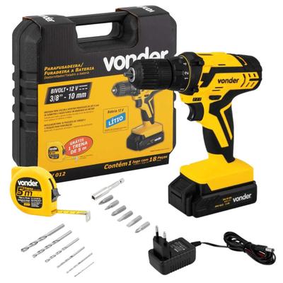 Parafusadeira/furadeira a bateria 12v Bivolt PFV012 Vonder