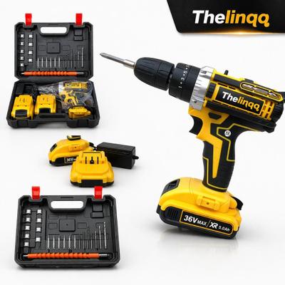 Parafusadeira Furadeira Martelete 36V Thelinqq detley Sem Fio 2 Baterias Maleta