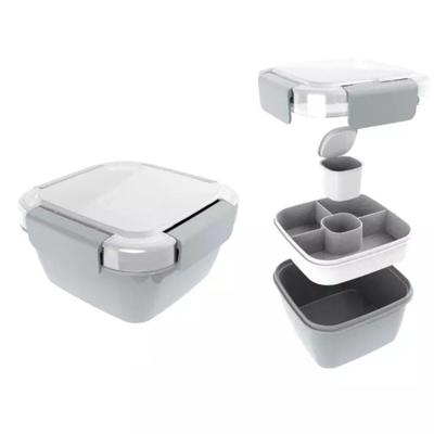 Pote Para Salada 2 Compartimentos Graceful Series 1,1L Cinza