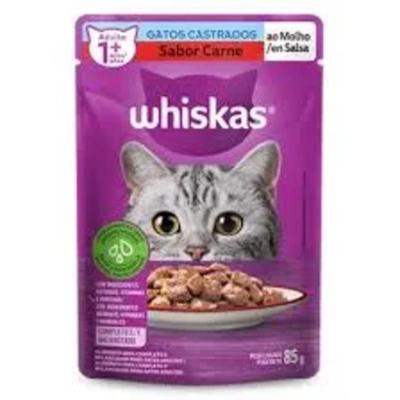 Ração Úmida Whiskas Sachê Carne para Gatos Castrados 85g