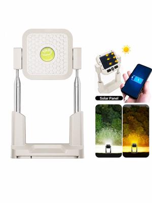 Refletor Luminária Solar LED 30W Com Tripé Holofote 10000lm Recarregável USB Power Bank Camping Obra