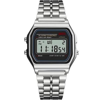 Relógio Casual Retro Digital Vintage Masculino Feminino Unissex Prata