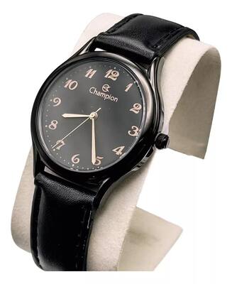 Relógio Champion Preto Feminino Pequeno Original Com Pulseira de Couro Nota fiscal