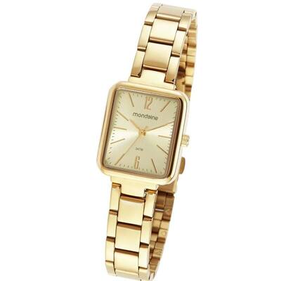 Relógio Feminino Mondaine Quadrado Casual Dourado