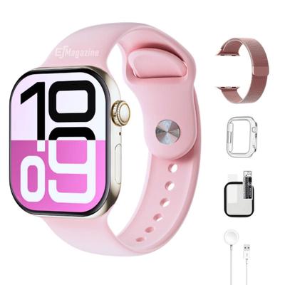 Relógio Smartwatch W10 Mini Microwear Feminino Masculino 42mm Amoled Responde Mensagens Memória Interna 1GB Pulseira Metal Milanese Case Película