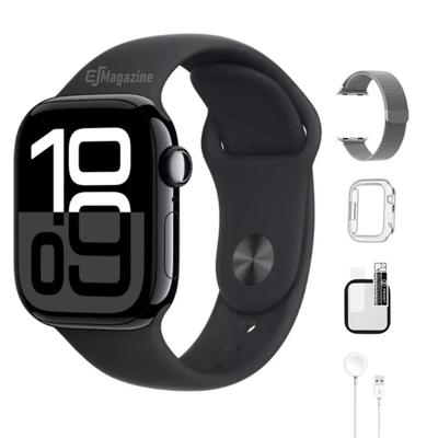 Relógio Smartwatch W10 Mini Microwear Feminino Masculino 42mm Amoled Responde Mensagens Memória Interna 1GB Pulseira Metal Milanese Case Película