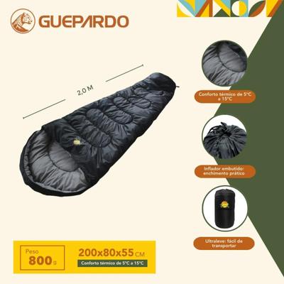 Saco de Dormir 5C a 15C Guepardo Ultralight