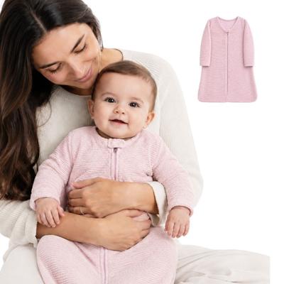 Saco de Dormir Bebê com Manga Longa Zíper Tecido Plush Rosa - M