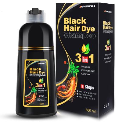 Shampoo de tintura de cabelo MEIDU Black 3 em 1 500 mL com cobertura 100% cinza