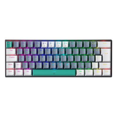 Teclado Mecânico Gamer Machenike K500-B61, RGB Switch Red, HotSwap, C/Fio, PT-BR, Cinza e Branco
