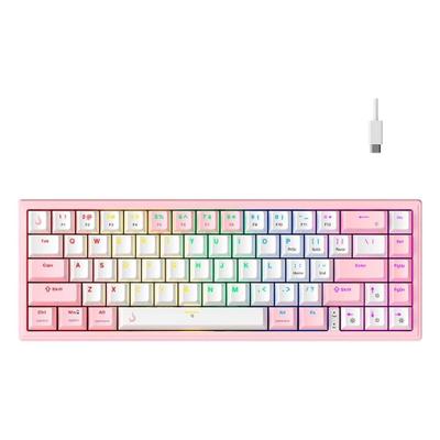 Teclado Mecânico Gamer Rise Mode GM1 Pro White and Pink ARGB Switch Outemu Brown - RM-TCM-GM1P-WPBRO
