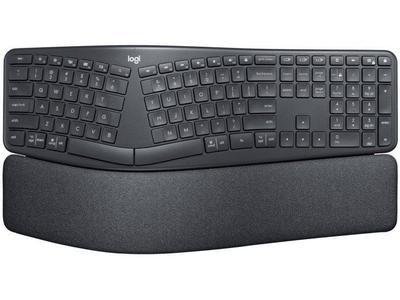 Teclado sem fio Logitech ERGO K860 com Layout Dividido, Suporte para Descanso de Pulso, Conexão Bluetooth e USB, Windows e Mac - 920-009169