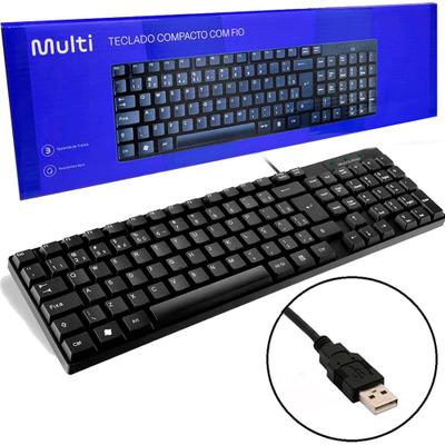 Teclado Usb Basico com Fio Slim Multilaser Macio Para PC Console TC193
