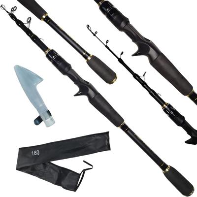 Vara Pesca de Carretilha Telescópica 1,80m 25lbs Fibra Carbono