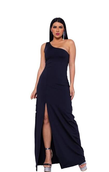 Vestido Feminino Longo Com Fenda Lateral Nula Manga Ideal Para Festa Formatura Casamento