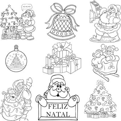 50 Desenhos para colorir De Natal Papai Noel - em folha A4