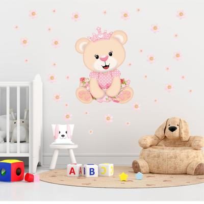 Adesivo De Parede Decoração Meninas Ursa Princesa Lua Nuvem