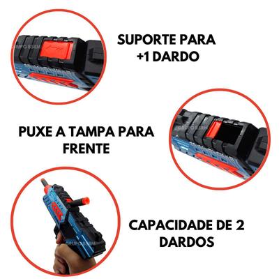 Arminha de Brinquedo Pistola Nerf Lança Dardos Tiro ao Alvo Azul +