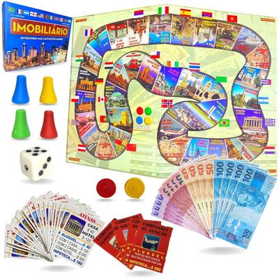 Banco Imobiliário Kit Super Jogo de Tabuleiro Clássico Tradicional