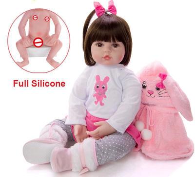 Boneca Bebê Reborn Menina Rosa 48cm Original 100% Silicone