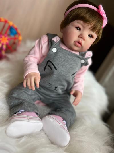 Boneca Bebê Reborn Abigail Corpo de Silicone Realista 48cm em