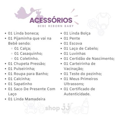 Boneca Realista Bebê Reborn Corpo Silicone Com Acessórios - ShopJJ