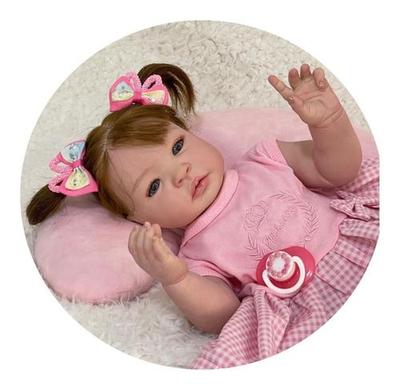 Bebê Reborn Menina Realista Silicone, Banho Fio A Fio Baby